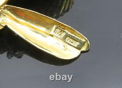18K GOLD Vintage Petite Pearls Ruby & Enamel Perched Bird Brooch Pin GB016