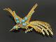 18k Gold Vintage Victorian Large Flying Turquoise Bird Brooch Pin Gb119