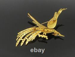 18K GOLD Vintage Victorian Large Flying Turquoise Bird Brooch Pin GB119