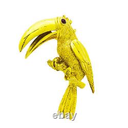 18K Yellow Gold Ruby Toucan Parrot Estate Pin Brooch 26.1 GRAMS