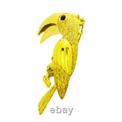 18K Yellow Gold Ruby Toucan Parrot Estate Pin Brooch 26.1 GRAMS