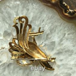 18 K Enamel Brooch Vintage Pin Bird Of Paradise 10.5 Grams Stamped 18 K Italy