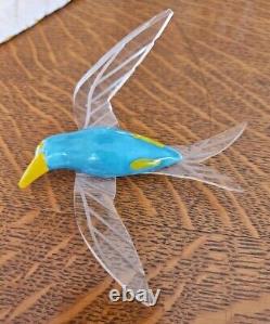 1940s Vintage ELZAC Ceramic Lucite Bird BLUEBIRD SEAGULL HUMMINGBIRD pin Brooch