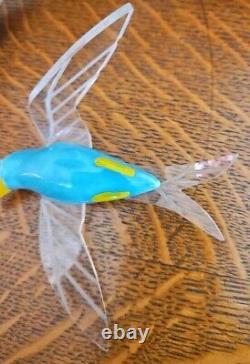 1940s Vintage ELZAC Ceramic Lucite Bird BLUEBIRD SEAGULL HUMMINGBIRD pin Brooch