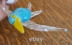 1940s Vintage ELZAC Ceramic Lucite Bird BLUEBIRD SEAGULL HUMMINGBIRD pin Brooch