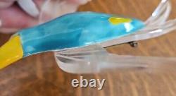 1940s Vintage ELZAC Ceramic Lucite Bird BLUEBIRD SEAGULL HUMMINGBIRD pin Brooch