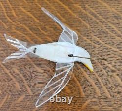 1940s Vintage ELZAC Ceramic Lucite Bird BLUEBIRD SEAGULL HUMMINGBIRD pin Brooch