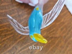 1940s Vintage ELZAC Ceramic Lucite Bird BLUEBIRD SEAGULL HUMMINGBIRD pin Brooch