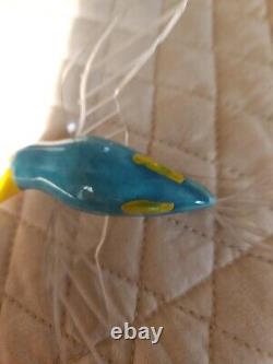 1940s Vintage ELZAC Ceramic Lucite Bird BLUEBIRD SEAGULL HUMMINGBIRD pin Brooch