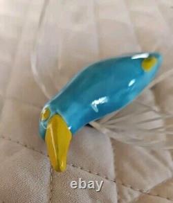 1940s Vintage ELZAC Ceramic Lucite Bird BLUEBIRD SEAGULL HUMMINGBIRD pin Brooch