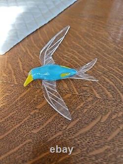 1940s Vintage ELZAC Ceramic Lucite Bird BLUEBIRD SEAGULL HUMMINGBIRD pin Brooch