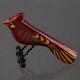 1940s Vintage Painted Wood Bird Japanese Asian Wwii Camp Brooch Old Safety Pin