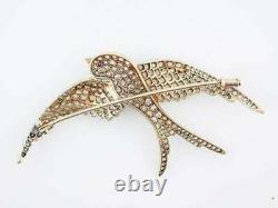 1.10ct Round Cut Cubic Zirconia Flying Bird Pin Brooch 14k Yellow Gold Plated