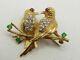 1.30ct Round Cut Real Moissanite Love Birds Brooch 14k Yellow Gold Plated Silver