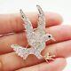 2ct Round Cut Real Moissanite Eagle Bird Brooch 14k Rose Gold Plated Silver 925