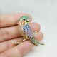 2ct Round Cut Simulated Multicolor Parrot Bird Brooch Pin 14k Yellow Gold Plated
