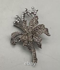 2.00Ct Round Cut Moissanite Vintage Floral Brooch Pin In 14K Black Gold Finish