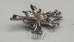 2.00Ct Round Cut Moissanite Vintage Floral Brooch Pin In 14K Black Gold Finish