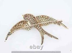 2.00 CT Round Cut Moissanite Flying Bird Pin Brooch 14k Yellow Gold Plated