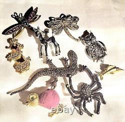 36 Pieces Vintage to Now Pin Brooches Rhinestones Enamel Mix Metals Lot