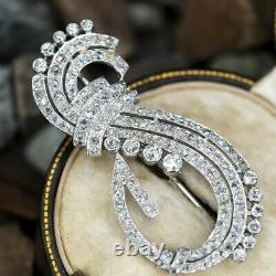 3Ct Round Cut Cubic Zirconia Music Note & Bow Brooch Pin 14K White Gold Plated