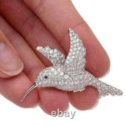 3Ct Round Cut Lab Created Diamond Wedding Bird Brooch Pin 14K White Gold Plated