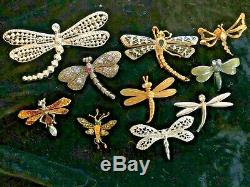 52 Vintage Birds Bees Bug Butterfly Dragonfly Pin Brooch Lot Sterling Gerrys