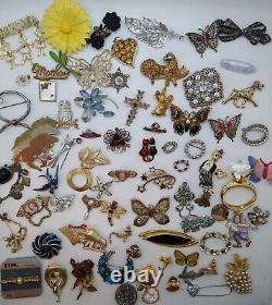74 Pc Brooch Lot Vintage to Now Signed & Unsigned