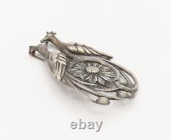 925 Silver Vintage Antique Garden Love Birds Floral Brooch Pin BP10163