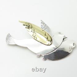 925 Sterling Silver 2-Tone Vintage Mexico Couple of Birds Pin Brooch