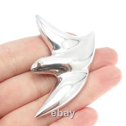 925 Sterling Silver 2-Tone Vintage Mexico Swallow Bird Pin Brooch / Pendant