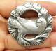 925 Sterling Silver Vintage Antique Sculpted Bird Round Brooch Pin Bp3153