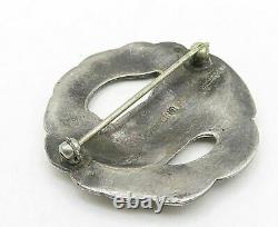 925 Sterling Silver Vintage Antique Sculpted Bird Round Brooch Pin BP3153