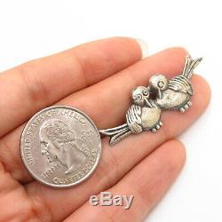 925 Sterling Silver Vintage Couple Of Birds Design Pin Brooch