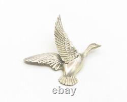 925 Sterling Silver Vintage Hollow Flying Bird Motif Brooch Pin BP4358
