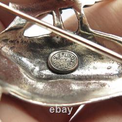 925 Sterling Silver Vintage Jewelart Peacock Bird Handcrafted Pin Brooch