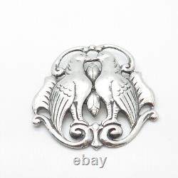 925 Sterling Silver Vintage Kissing Birds Pin Brooch