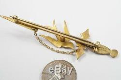 ANTIQUE AUSTRALIAN 9K GOLD PEARL SWORD & SWALLOW BIRD BROOCH c1900