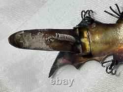 ANTIQUE CHINESE KINGFISHER FEATHER Bat Clip Brooch