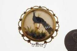 ANTIQUE ENGLISH 9K GOLD PEARL NATURAL FEATHER PEACOCK BROOCH c1900