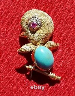APPRAISED Vintage 1950's J ROSSI Brooch Baby Bird Jewels