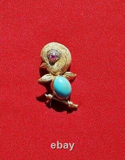 APPRAISED Vintage 1950's J ROSSI Brooch Baby Bird Jewels