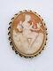 Antique 10k Gold Shell Cameo Muse With Bird Brooch Beautiful