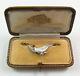 Antique 14k Gold Art Nouveau Enamel Seagull Bird Brooch Pin With Fitted Box