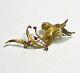 Antique, 18k Yg Bird Of Paradise Brooch With Ruby And Emerald