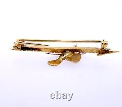 Antique 1930's 14k Yellow Gold Dove Bird Diamond Pin Brooch