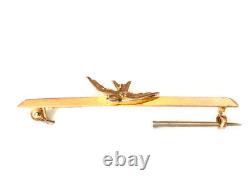 Antique 9ct Gold SWALLOW Bird PEACE FRIENDSHIP & HOPE Brooch GIFT BOXED