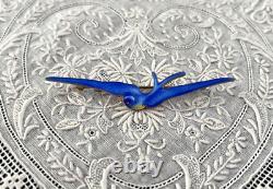 Antique Art Deco Nouveau Sterling Swallow Bluebird Guilloche Enamel Pin Brooch