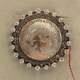 Antique Czech Silver Metal Gilt Bird Glass Cabochon Sew On Button Brooch