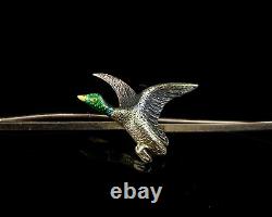 Antique Duck brooch, 15ct gold and Platinum, Enamel
